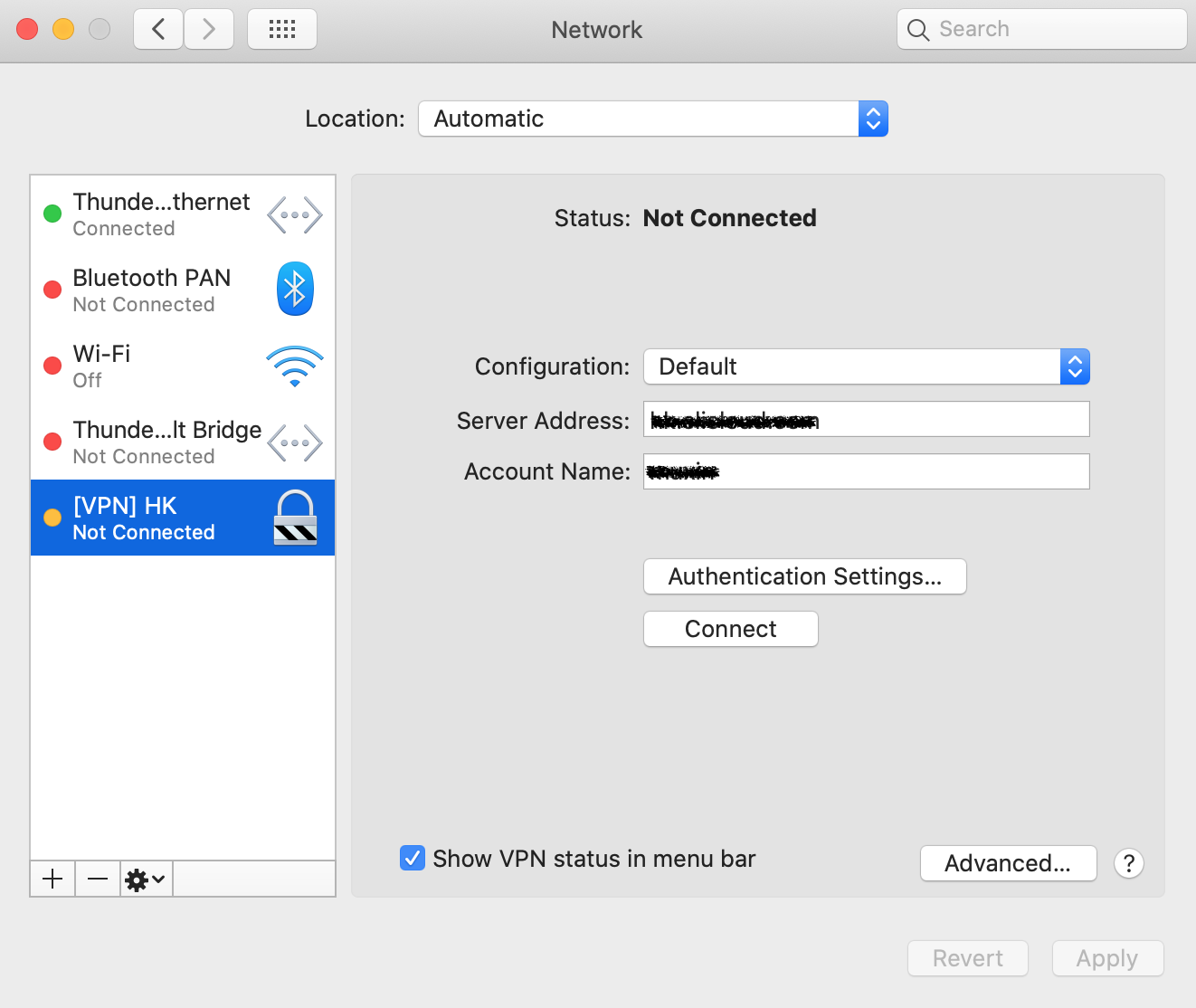 img: server and acount configuration